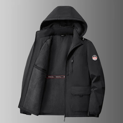 Herren Winterjacke mit Kapuze Gefüttert Mehrere Taschen