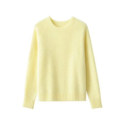 Women's Crew-Neck Sweater Long-Sleeve Basic Knit Sweater