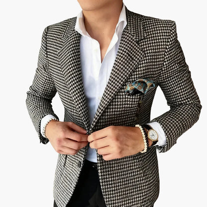 Men's Houndstooth Blazer – Elegant Business & Casual Jacket
