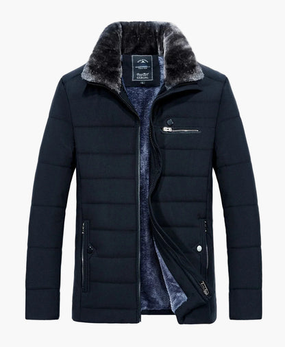 Men's winter quilted jacket with stand-up collar and zippered pockets – fashionable & warm for everyday and leisure