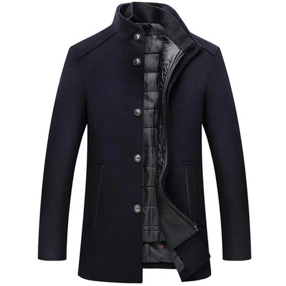 Men's Classic Winter Coat with Stand-up Collar – Elegant Business and Casual Style