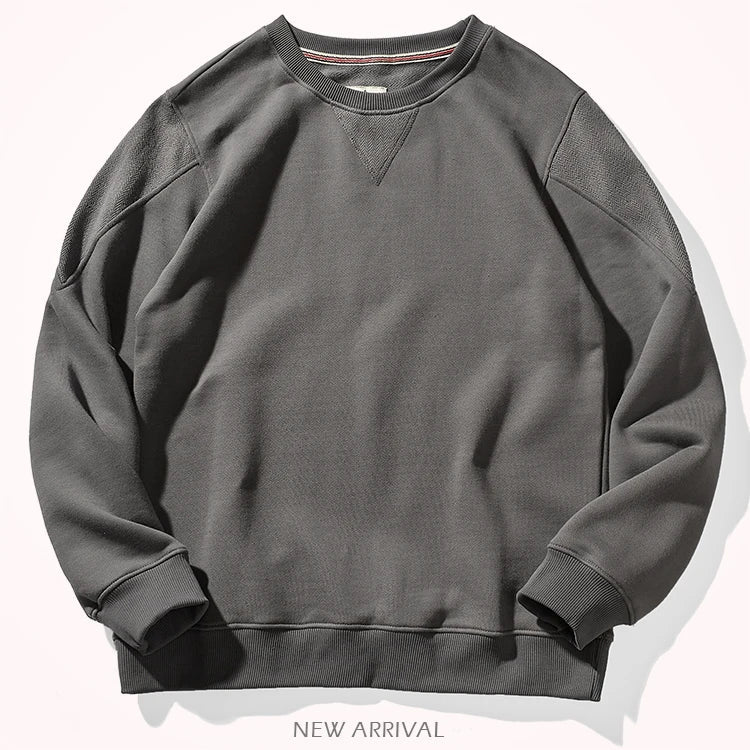 Unisex Long-Sleeve Crew-Neck Sweatshirt Cotton-Look Casual Sweater
