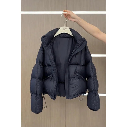 Women's quilted jacket with hood, black, short puffer jacket, warm
