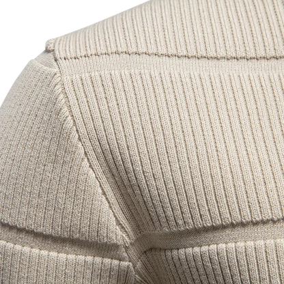 Herren Pullover Rundhals Rippstrick Optik Langarm