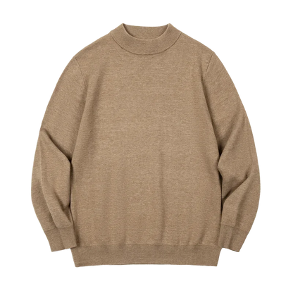 Men's mock-neck fine-knit sweater long-sleeve solid color