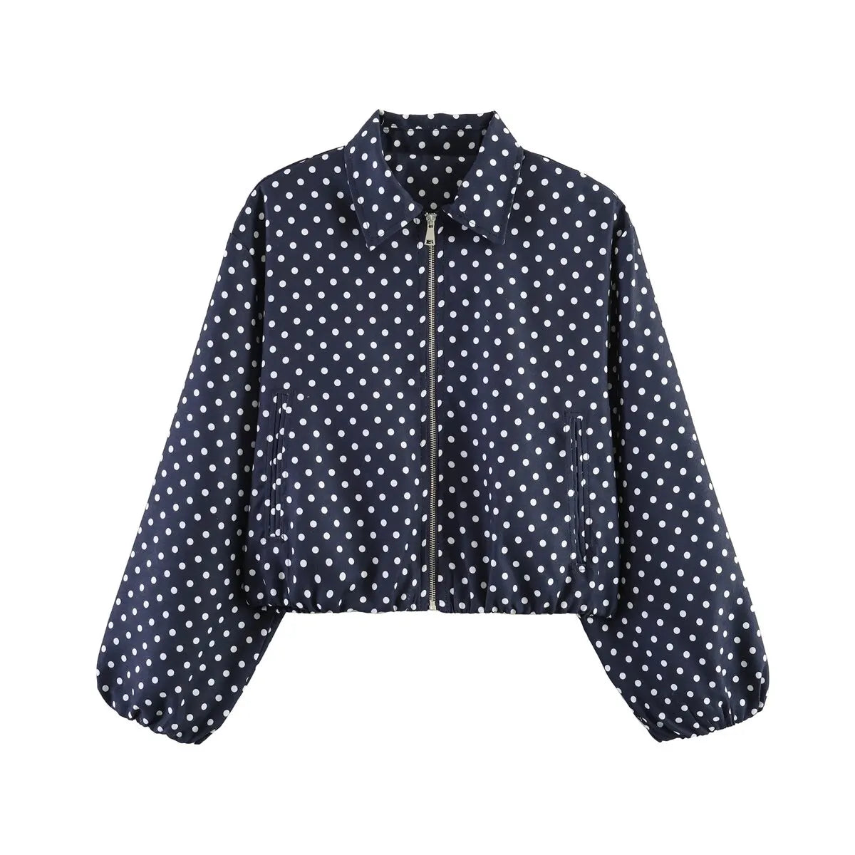 Women's cropped bomber jacket with zipper & collar
