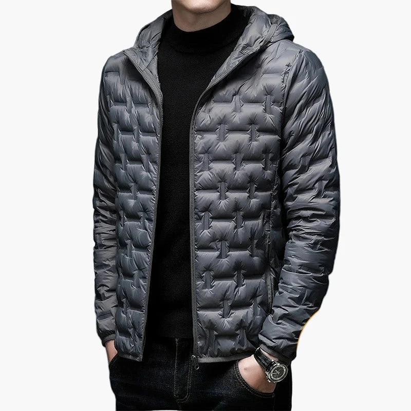 Men's quilted jacket winter outdoor casual jacket with hood – warming transitional jacket