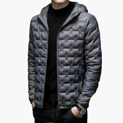 Men's quilted jacket winter outdoor casual jacket with hood – warming transitional jacket