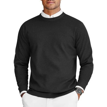 Men's fine-knit crew-neck sweater long-sleeve