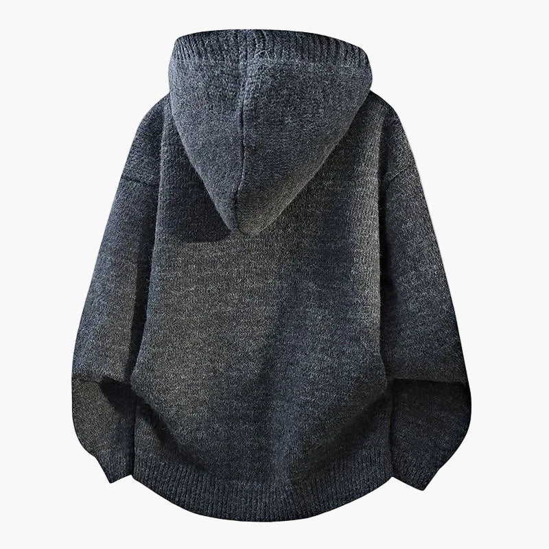 Men's hooded knitted cardigan with button placket – Casual style for everyday and leisure
