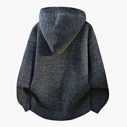Men's hooded knitted cardigan with button placket – Casual style for everyday and leisure