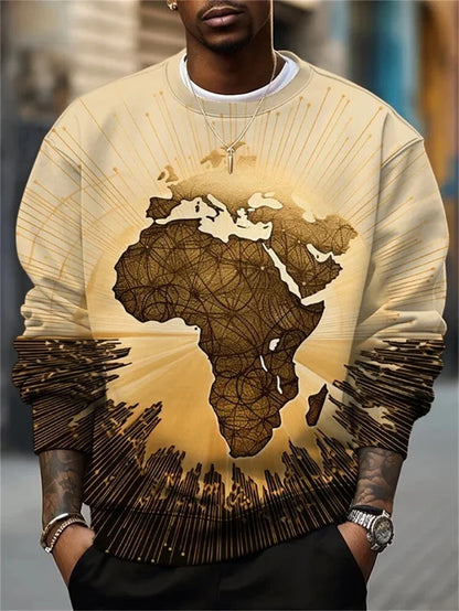 Men's crew-neck sweatshirt with graphic print, long-sleeved
