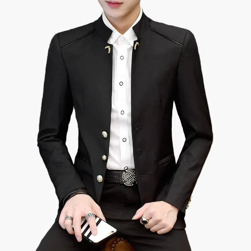 Men's Modern Blazer Jacket with Stand-up Collar – Elegant Casual and Party Look