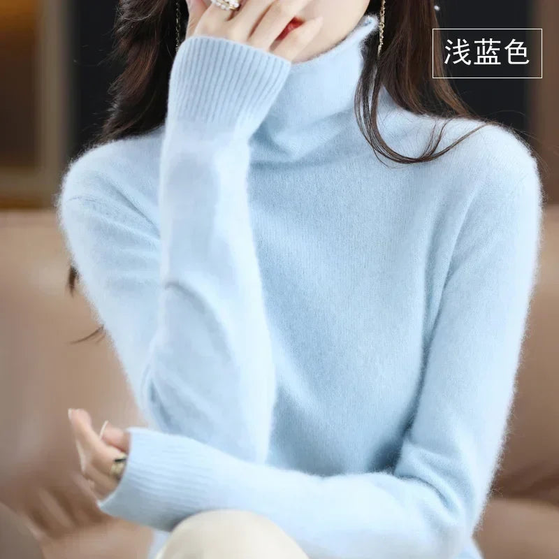 Women's turtleneck sweater with long sleeves - Soft knitted sweater for women