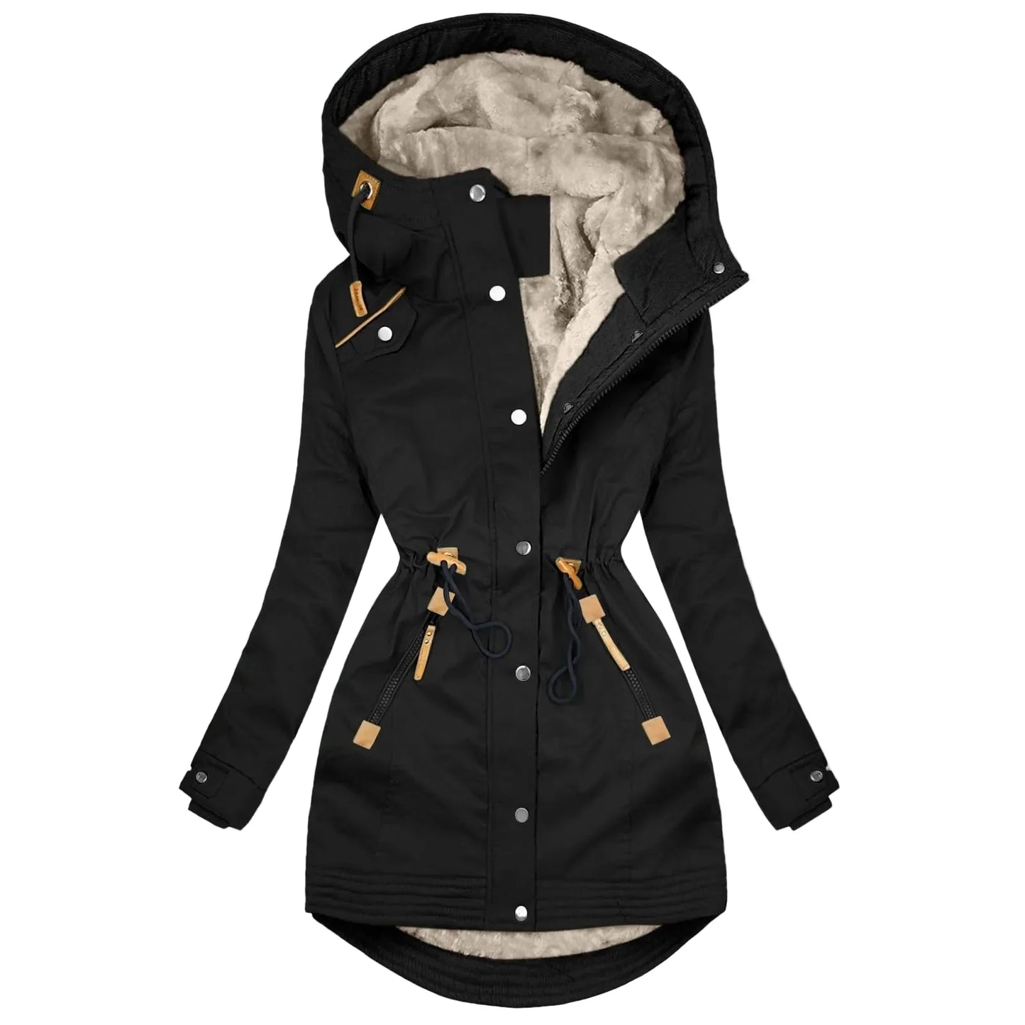 Women's winter parka with hood – fashionable, fleece-lined windbreaker for everyday and outdoor use