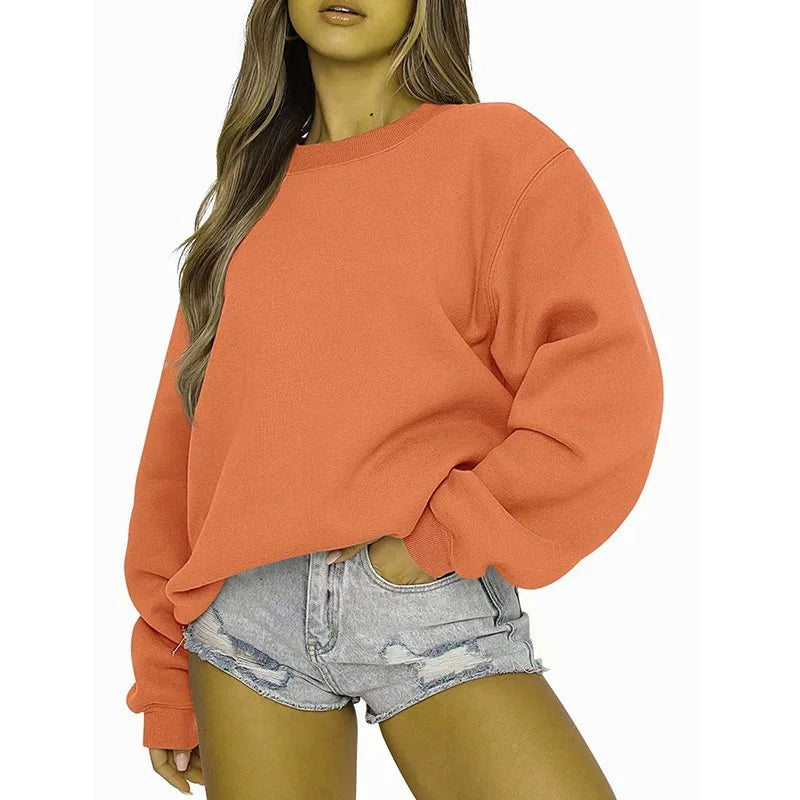Women's Oversized Crew-Neck Long-Sleeve Sweatshirt