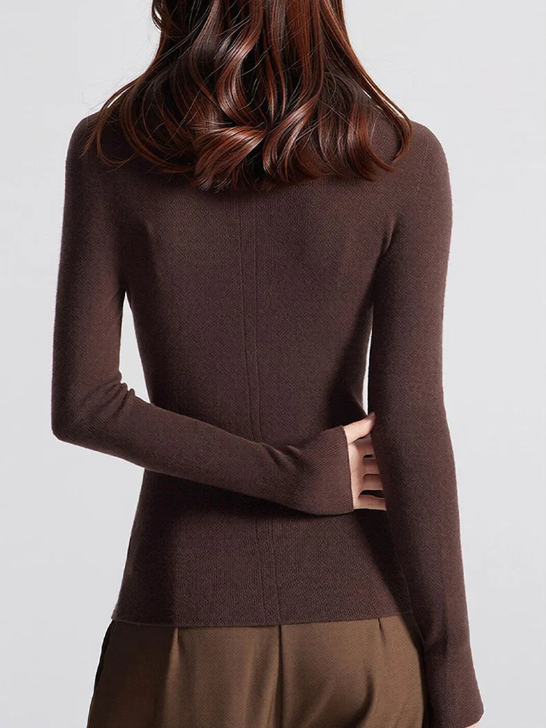 Women's Slim-Fit Crew-Neck Fine-Knit Long-Sleeve Top