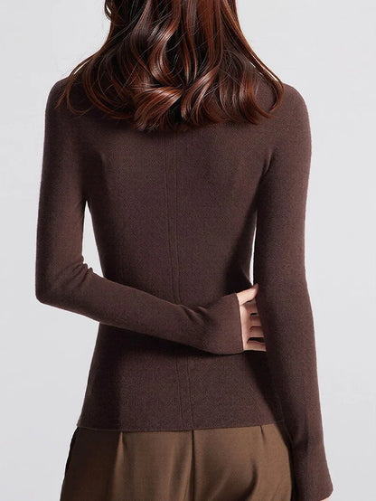 Women's Slim-Fit Crew-Neck Fine-Knit Long-Sleeve Top