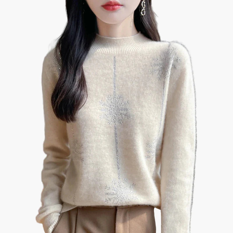Damen Pullover mit Strass-Design, eleganter Winterpullover für Freizeit und Büro