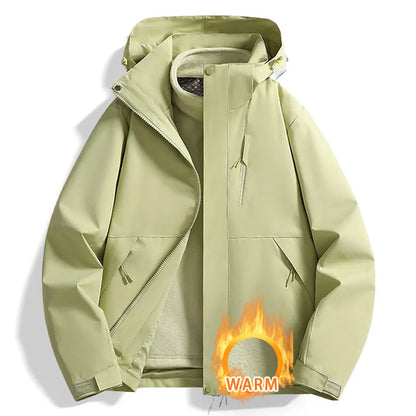 3-in-1 Outdoorjacke mit Kapuze für Herren winddicht wasserabweisend mit Fleece-Innenfutter