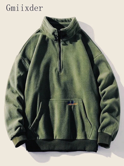 Unisex Fleecejacke mit Stehkragen und Reißverschluss