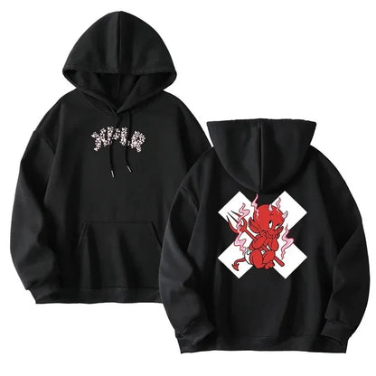 Hoodie with hood, kangaroo pocket, and back graphic, relaxed fit