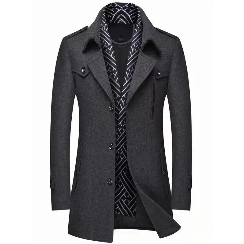 Men's Winter Business Coat – Elegant Long Trench Coat for Everyday and Office