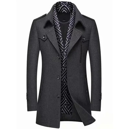 Men's Winter Business Coat – Elegant Long Trench Coat for Everyday and Office
