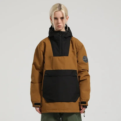 Unisex Winterjacke Anorak mit Kapuze, Reißverschluss & großer Kängurutasche – Wasserdichte Übergangsjacke