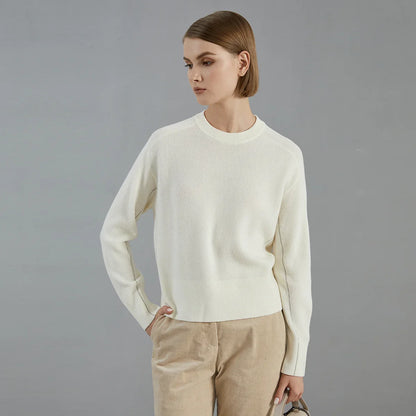 Women's ribbed crew-neck long-sleeve sweater