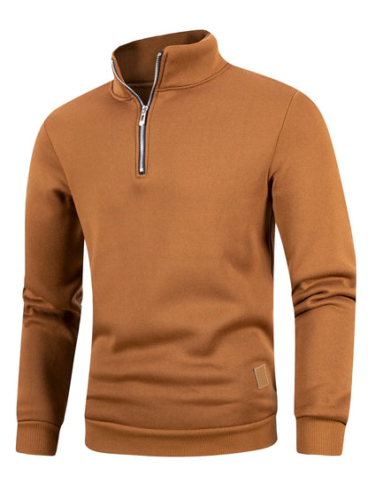 Men's half-zip pullover, stand-up collar, sweatshirt, long sleeve