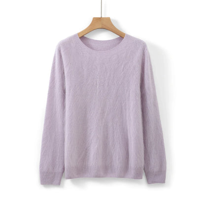 Soft women's crew-neck long-sleeve knit sweater