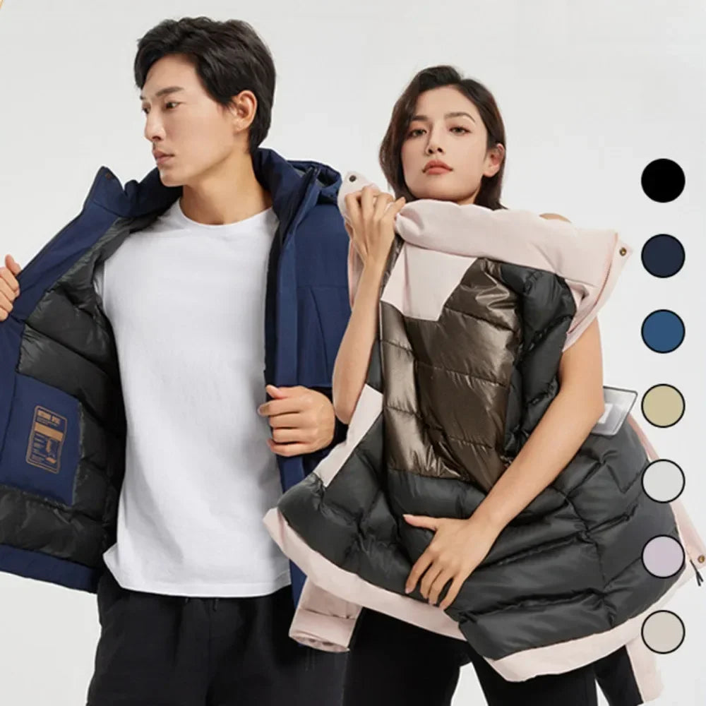 Men's winter jacket with hood - warm outdoor quilted jacket