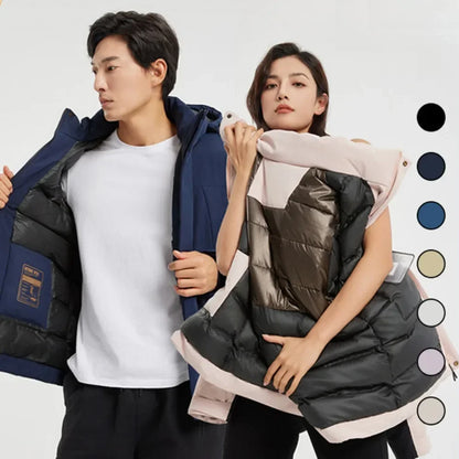 Men's winter jacket with hood - warm outdoor quilted jacket