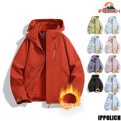 3-in-1 Outdoorjacke mit Kapuze für Herren winddicht wasserabweisend mit Fleece-Innenfutter