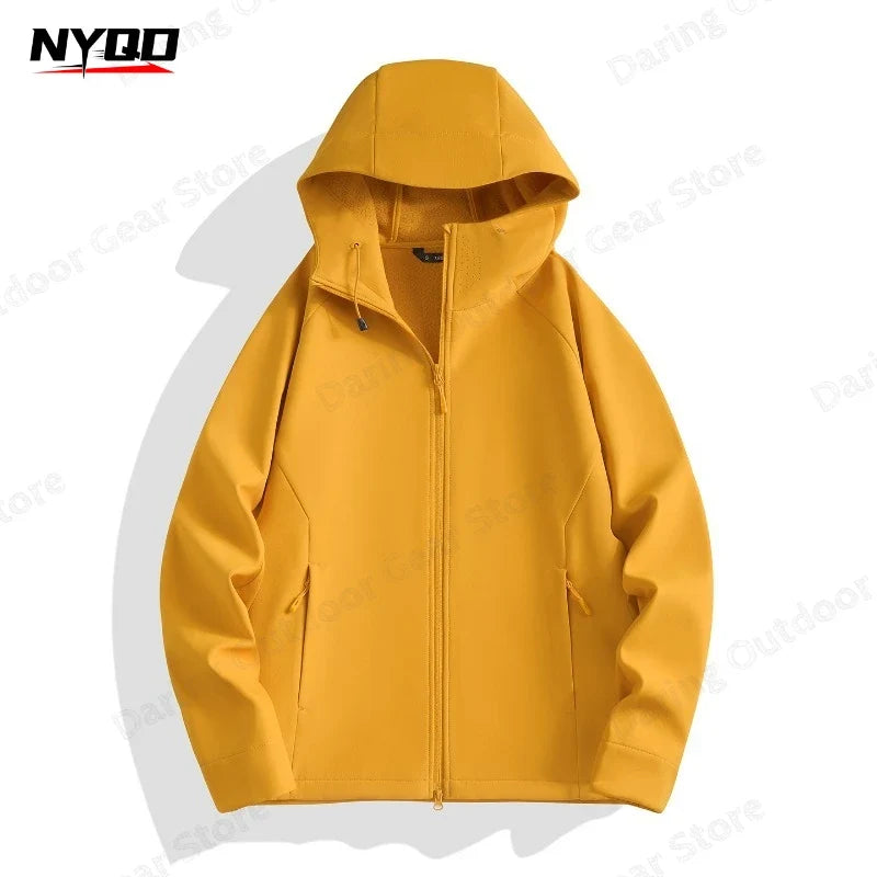 Unisex hooded jacket with zipper and side pockets