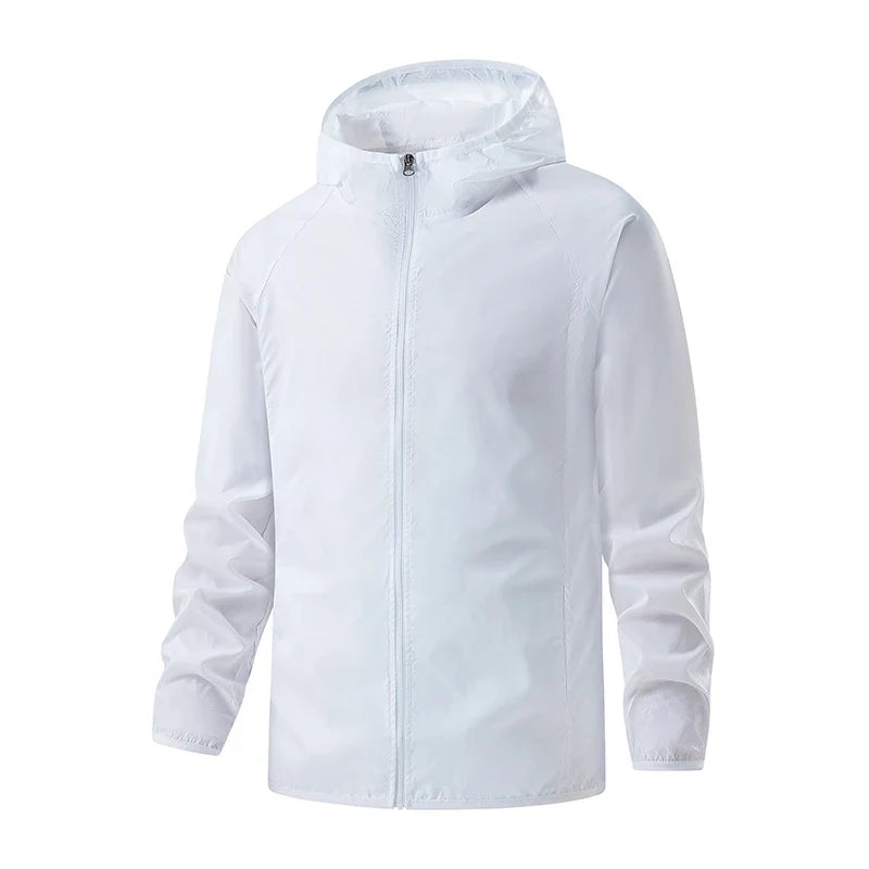 Lightweight hooded windbreaker jacket with zipper