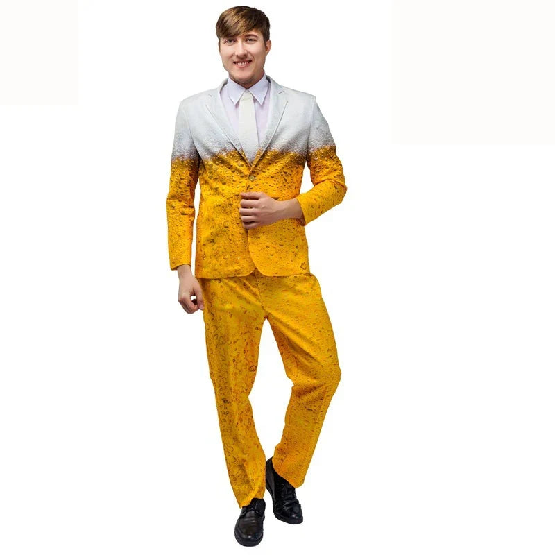 Beer costume suit with foam pattern, men’s carnival party outfit