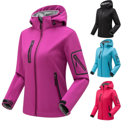 Damen Softshelljacke wasserabweisend atmungsaktiv mit Reißverschlusstaschen