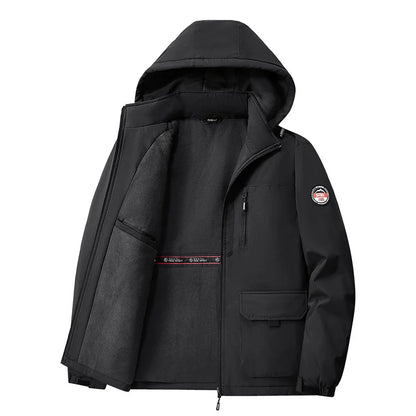 Herren Winterjacke mit Kapuze Gefüttert Mehrere Taschen