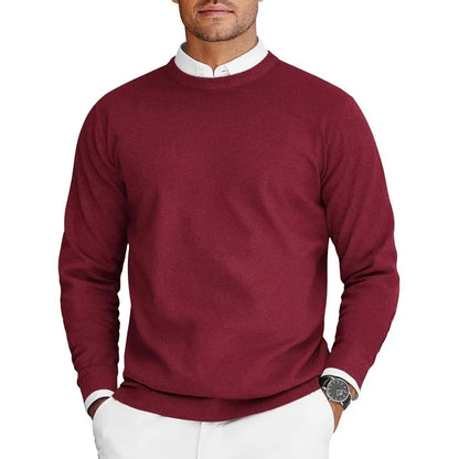 Men's fine-knit crew-neck sweater long-sleeve