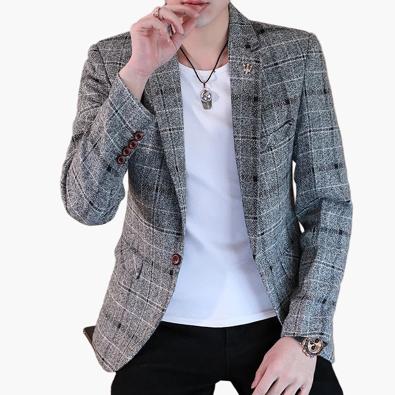 Men's Modern Checked Blazer – Stylish Blazer for Business & Leisure