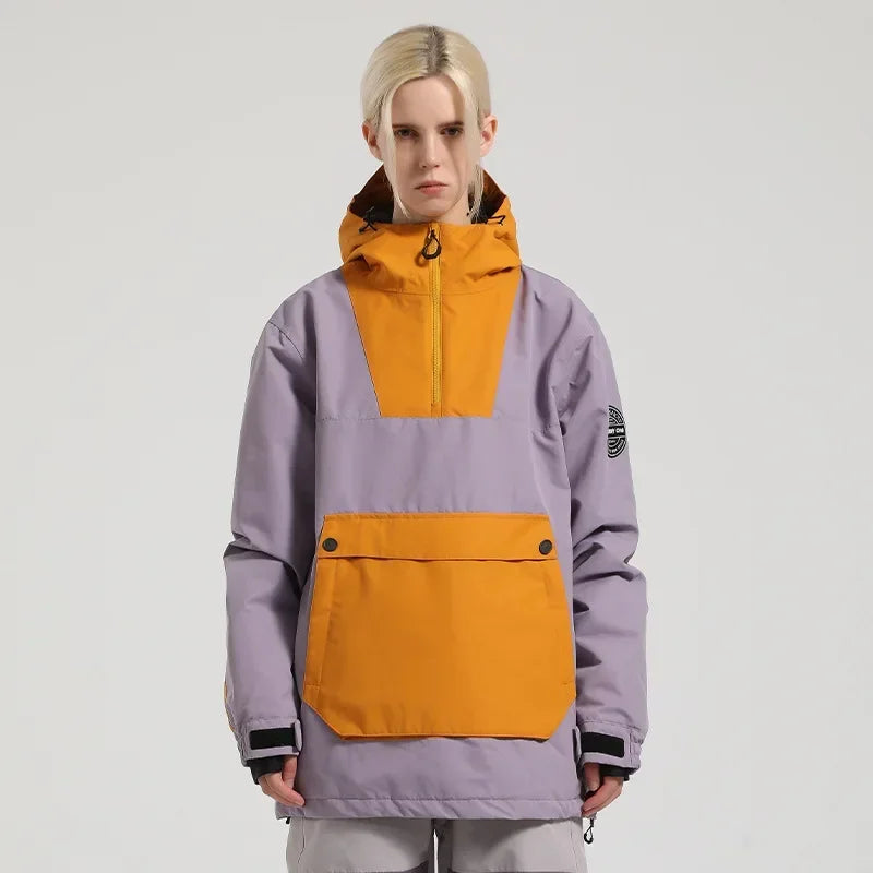 Unisex Winterjacke Anorak mit Kapuze, Reißverschluss & großer Kängurutasche – Wasserdichte Übergangsjacke