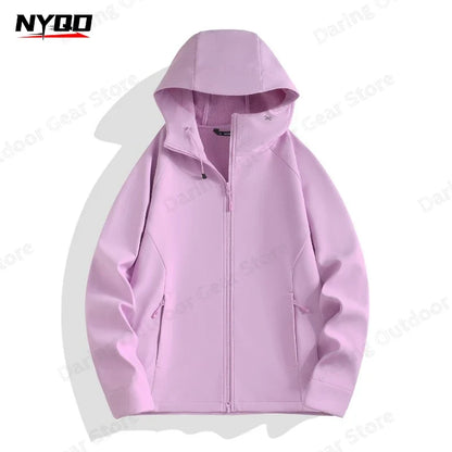 Unisex hooded jacket with zipper and side pockets