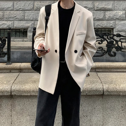Men's blazer jacket with a relaxed fit, single-breasted