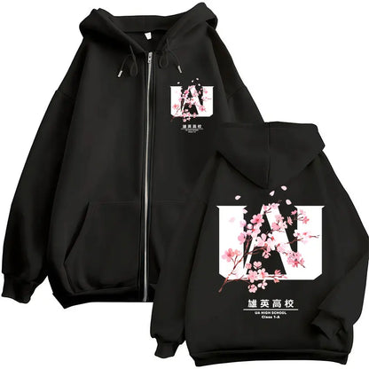 Unisex Kapuzenpullover mit Reißverschluss und Motivdruck