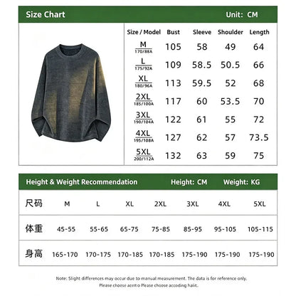 Unisex Langarm Pullover Oversized Rundhals Strukturmuster