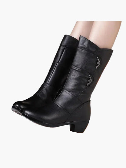 Women's winter ankle boots with heels and laces – Warm lined fashion boots