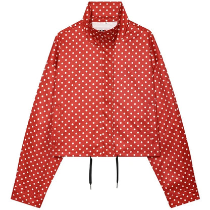 Kurze Damen Tupfen Jacke mit Stehkragen