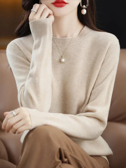 Damen Pullover Rundhals Langarm Feinstrick